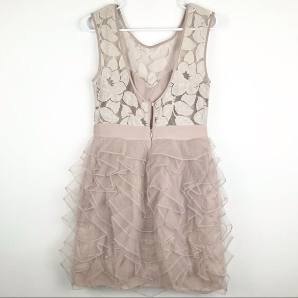 BCBG Generation Tan Blush Ruffle Tulle and Lace Dress - Picture 2 of 11